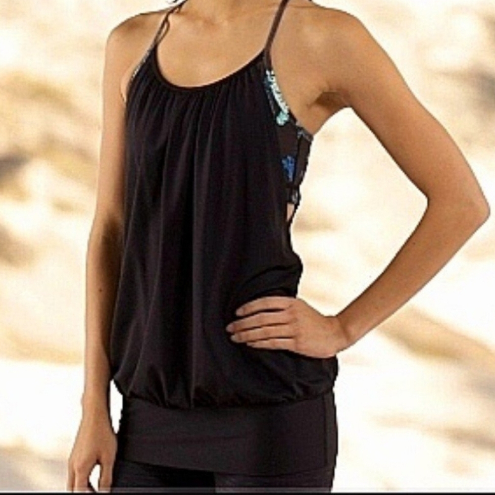 Lululemon No Limits TankBlack / Petal Pop Multi Size 10 - Picture 6 of 9